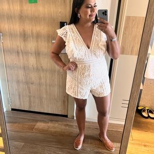 Lulus ivory lace romper size large XL